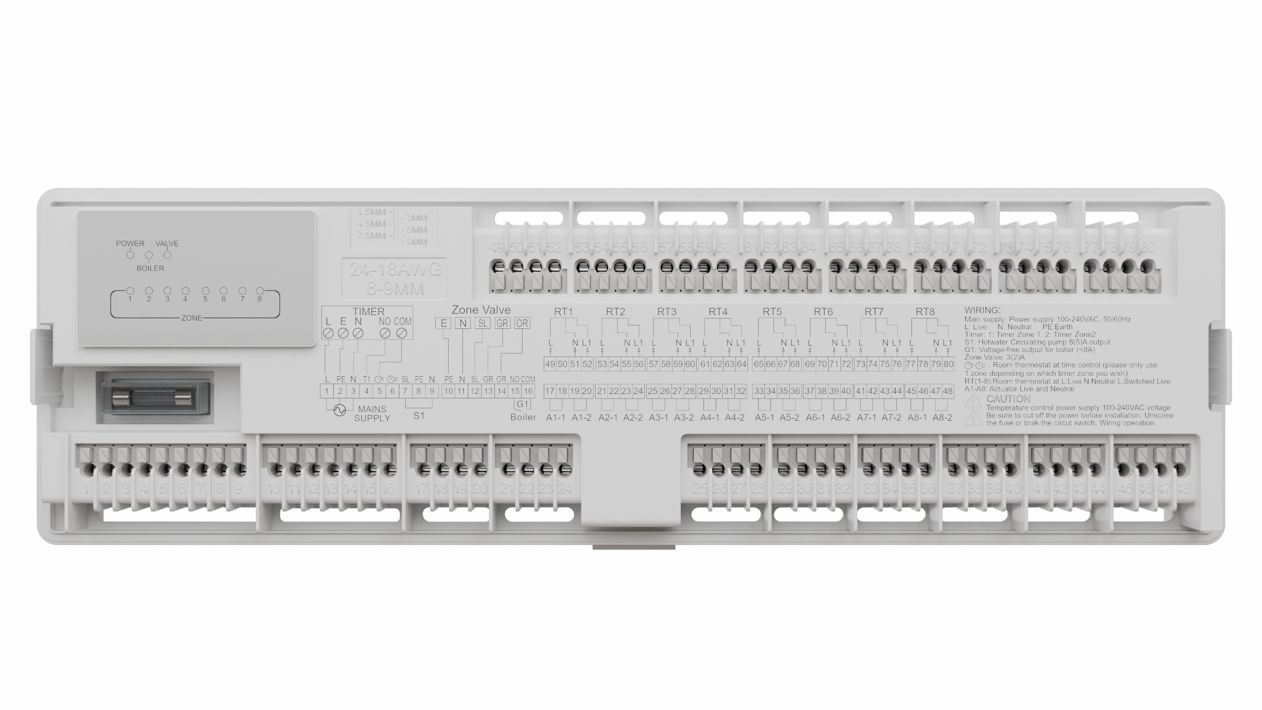 Zestaw sterowania ogrzewaniem podłogowym – 1 strefa (AD117-P + 1x AD148C) 3._AD117-P_listwa_oznaczenia_003a