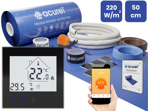 Folia grzewcza Acurel AC305P 10m² szer. 50cm 220W/m² z termostatem WiFi AD134C