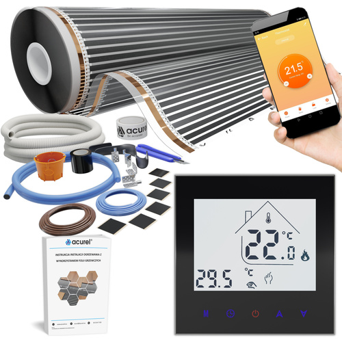 Folia grzewcza AC-310TL szer. 100cm 80W/m² z termostatem AD134C-WIFI - Zestaw 14m²