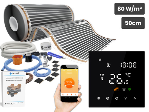 Folia grzewcza AC-305TL szer. 50cm 80W/m² z termostatem AC-TE200B-WIFI - Zestaw 4m²