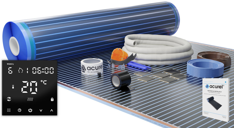 Folia grzewcza Acurel AC310T 10m² szer. 100cm 140W/m² z termostatem  pokojowym AD146C