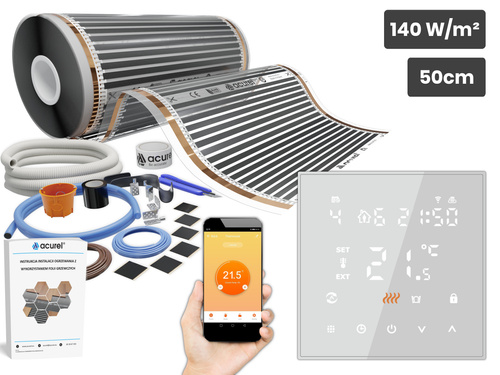 Folia grzewcza AC-305TM szer. 50cm 140W/m² z termostatem AC-TE200W-WIFI - Zestaw 2m²