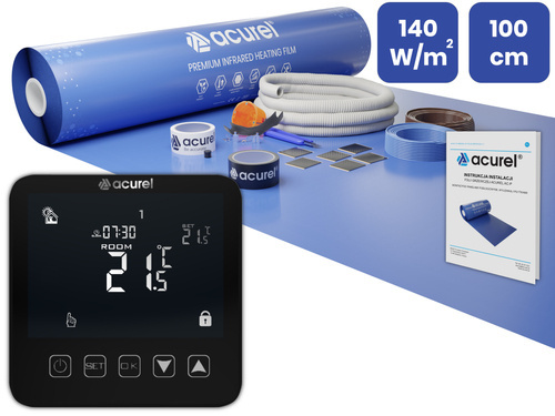 Folia grzewcza Acurel AC310P 9m² szer. 100cm 140W/m² z termostatem pokojowym AD121C
