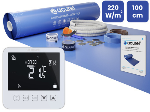 Folia grzewcza Acurel AC310P 11m² szer. 100cm 220W/m² z termostatem pokojowym AD121