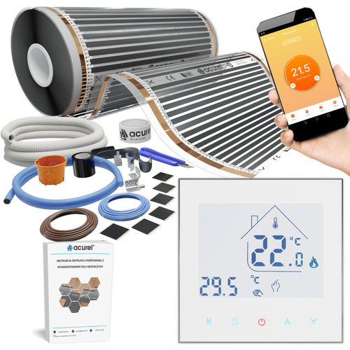 Folia grzewcza AC-305TL szer. 50cm 80W/m² z termostatem AD134 WIFI - Zestaw 24m²
