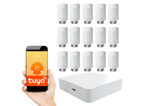 Kompletny zestaw Zigbee: 15x Głowica Termostatyczna + Gateway ZIGBEE + zasilanie