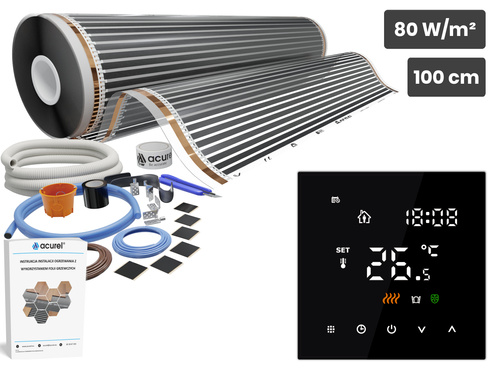 Folia grzewcza AC-310TL szer. 100cm 80W/m² z termostatem AC-TE200B - Zestaw 37m²