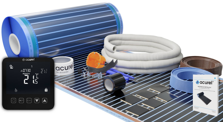 Folia grzewcza Acurel AC305T 12m² szer. 50cm 220W/m² z termostatem pokojowym AD121C
