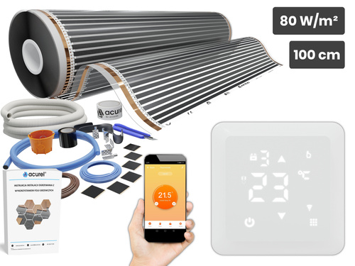 Folia grzewcza AC-310TL szer. 100cm 80W/m² z termostatem AD137 WIFI - Zestaw 13m²