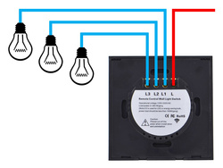 Dotykowy włącznik światła szklany potrójny złoty z pilotem
