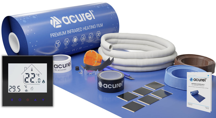 Folia grzewcza Acurel AC305P 3m² szer. 50cm 220W/m² z termostatem WiFi AD134C