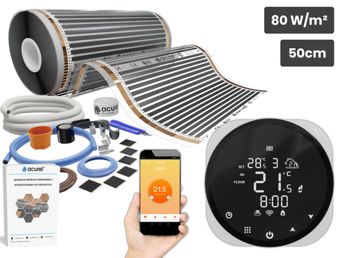 Folia grzewcza AC-305TM szer. 50cm 140W/m² z termostatem AD136 WIFI - Zestaw 3m²