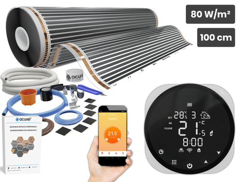 Folia grzewcza AC-310TL szer. 100cm 80W/m² z termostatem AD136 WIFI - Zestaw 7m²