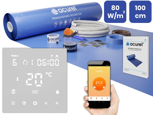 Folia grzewcza Acurel AC310P 8m² szer. 100cm 80W/m² z termostatem WiFi AD122