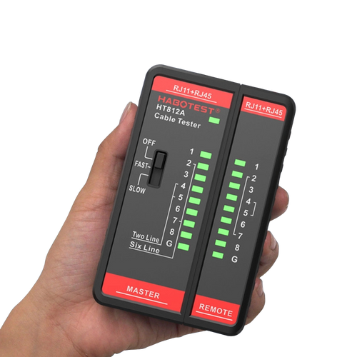 Tester Kabli Przewodów Sieciowych RJ11, RJ45, LAN HT812A