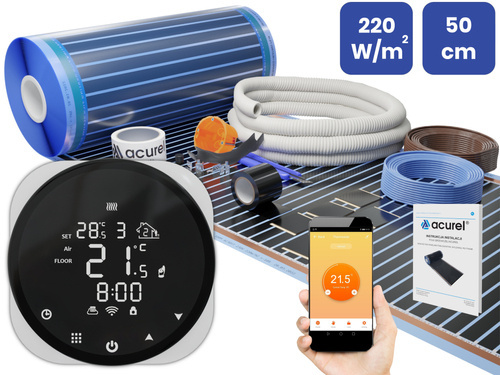 Folia grzewcza Acurel AC305T 4m² szer. 50cm 220W/m² z termostatem WiFi AD136