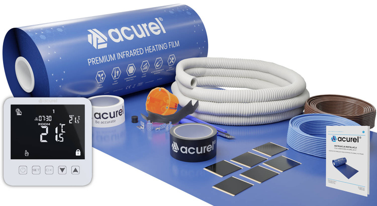 Folia grzewcza Acurel AC305P 2m² szer. 50cm 220W/m² z termostatem pokojowym AD121