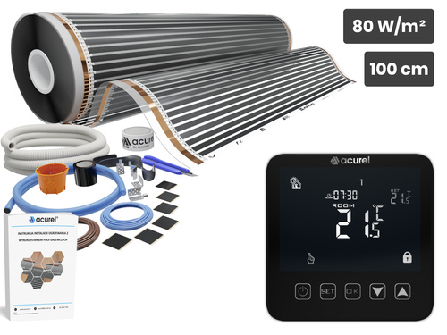 Folia grzewcza AC-310TL szer. 100cm 80W/m² z termostatem AD121C - Zestaw 18m²