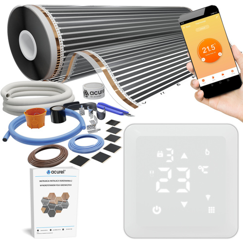 Folia grzewcza AC-310TM szer. 100cm 140W/m² z termostatem AD137 WIFI - Zestaw 7m²