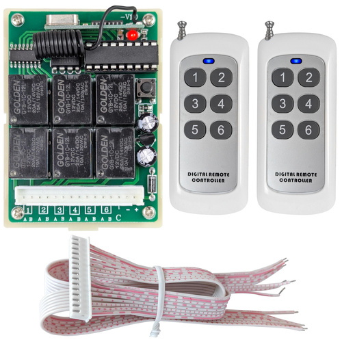 Zestaw: Radiolinia 6-kanałowa (AC-RL06) + 2x Pilot 6-kanałowy 433 MHz