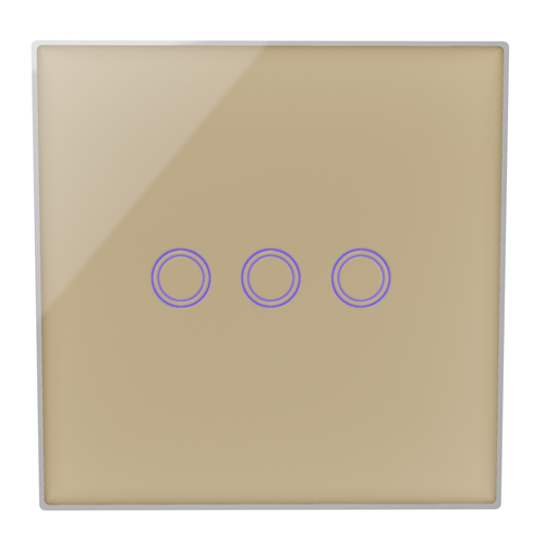 Dotykowy włącznik światła szklany potrójny złoty z pilotem