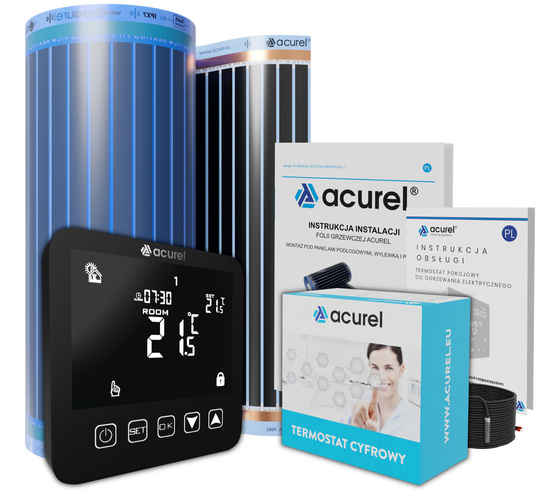 Folia grzewcza Acurel AC310T 30m² szer. 100cm 80W/m² z termostatem pokojowym AD121C