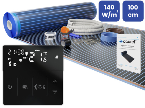 Folia grzewcza Acurel AC310T 1m² szer. 100cm 140W/m² z termostatem  pokojowym AD141C