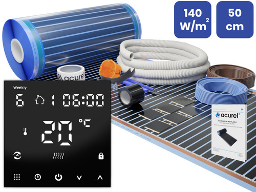 Folia grzewcza Acurel AC305T 15m² szer. 50cm 140W/m² z termostatem  pokojowym AD146C