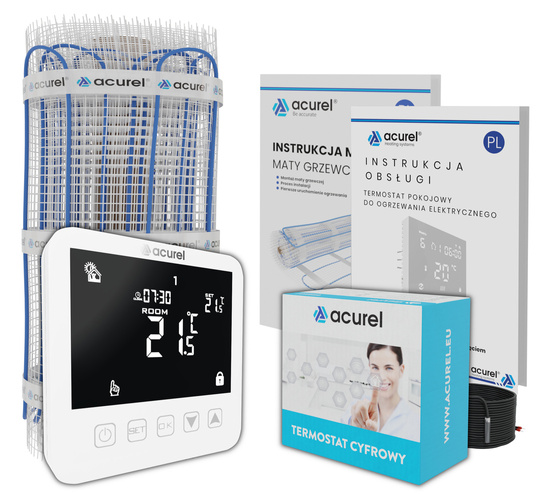 Mata grzewcza Acurel FT-MAT 9m² szer. 50cm 160W/m² z termostatem pokojowym AD121