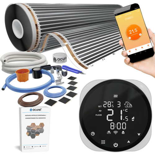 Folia grzewcza AC-310TL szer. 100cm 80W/m² z termostatem AD136 WIFI - Zestaw 20m²