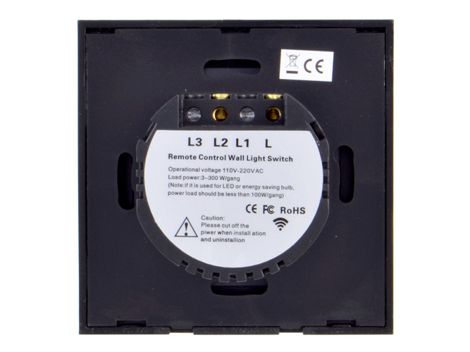 Dotykowy włącznik światła szklany potrójny złoty z pilotem