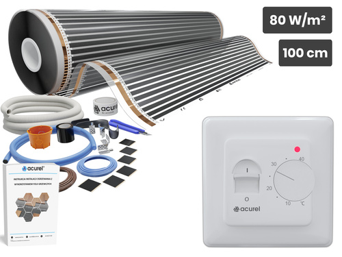 Folia grzewcza AC-310TL szer. 100cm 80W/m² z termostatem AD132 - Zestaw 1m²