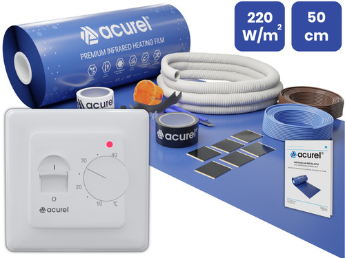 Folia grzewcza Acurel AC305P 7m² szer. 50cm 220W/m² z termostatem pokojowym AD132