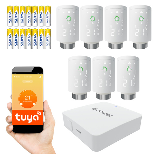 Kompletny zestaw Zigbee: 7x Głowica Termostatyczna + Gateway ZIGBEE + zasilanie
