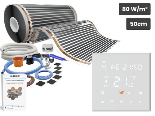 Folia grzewcza AC-305TL szer. 50cm 80W/m² z termostatem AC-TE200W - Zestaw 20m²