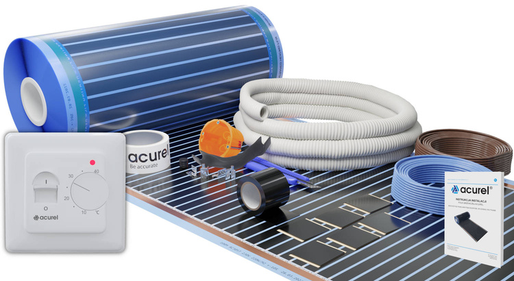 Folia grzewcza Acurel AC305T 1m² szer. 50cm 220W/m² z termostatem pokojowym AD132