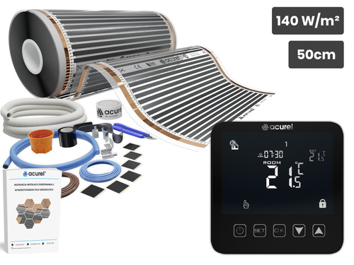 Folia grzewcza AC-305TM szer. 50cm 140W/m² z termostatem AD121C - Zestaw 8m²