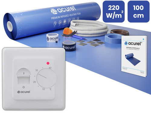 Folia grzewcza Acurel AC310P 1m² szer. 100cm 220W/m² z termostatem pokojowym AD132