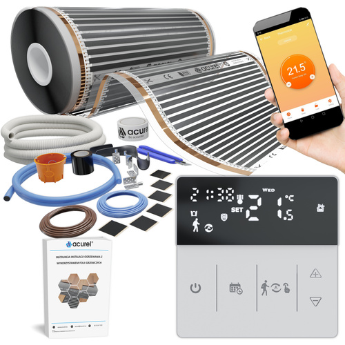 Folia grzewcza AC-305TM szer. 50cm 140W/m² z termostatem AD139C WIFI - Zestaw 13m²