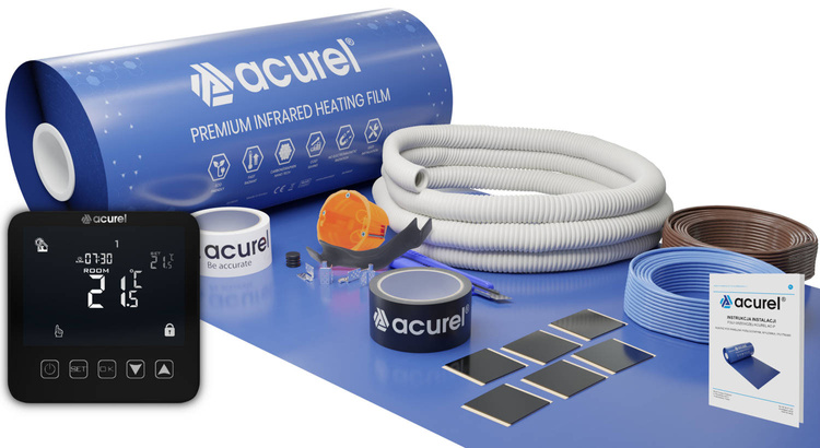 Folia grzewcza Acurel AC305P 13m² szer. 50cm 220W/m² z termostatem pokojowym AD121C