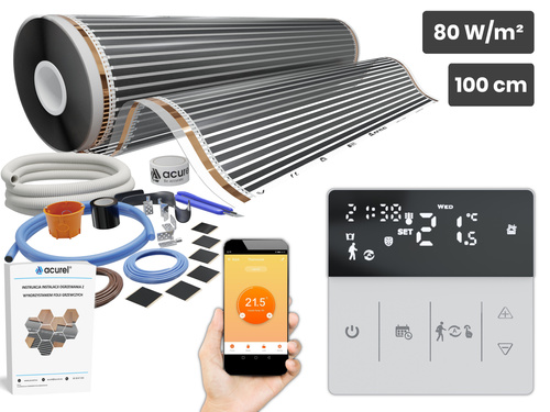 Folia grzewcza AC-310TL szer. 100cm 80W/m² z termostatem AD139C WIFI - Zestaw 16m²
