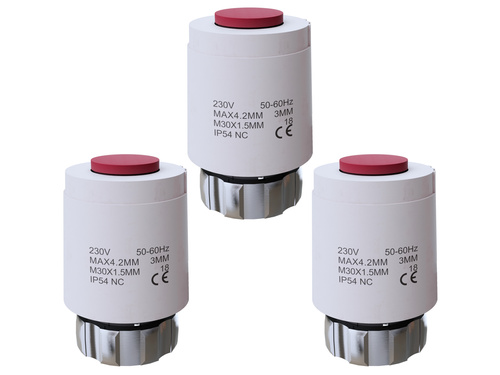 Siłownik termoelektryczny termiczny 230V NC M30x1.5 - 3 sztuki