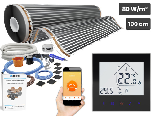 Folia grzewcza AC-310TL szer. 100cm 80W/m² z termostatem AD134C-WIFI - Zestaw 10m²