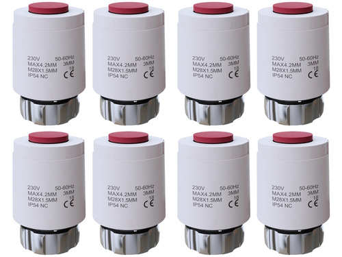 Siłownik termoelektryczny 230V NC M28x1.5 - 8 sztuk