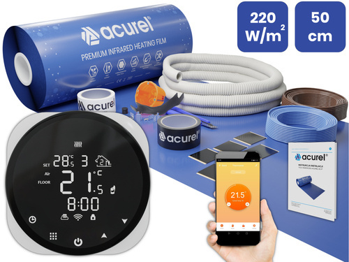 Folia grzewcza Acurel AC305P 1m² szer. 50cm 220W/m² z termostatem WiFi AD136