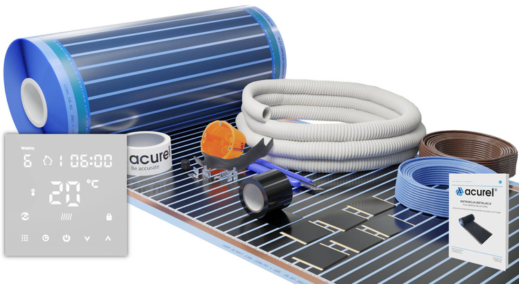 Folia grzewcza Acurel AC305T 3m² szer. 50cm 80W/m² z termostatem  pokojowym AD146