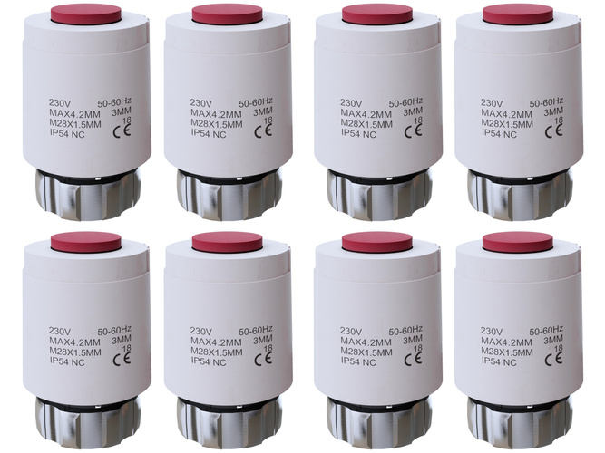 Siłownik termoelektryczny 230V NC M28x1.5 - 8 sztuk