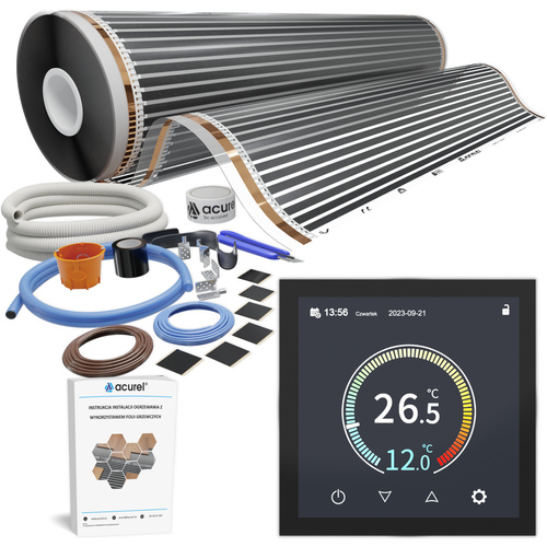 Folia grzewcza AC-310TM szer. 100cm 140W/m² z termostatem AC-TE001B - Zestaw 21m²