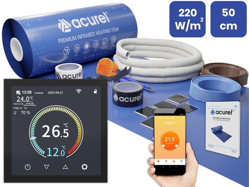 Folia grzewcza Acurel AC305P 1m² szer. 50cm 220W/m² z termostatem WiFi AD001WE WIFI POLSKIE MENU