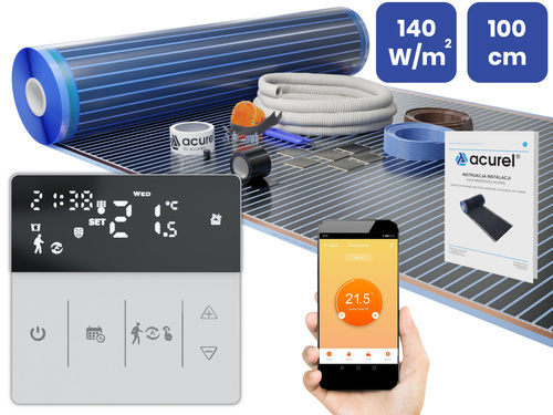 Folia grzewcza Acurel AC310T 17m² szer. 100cm 140W/m² z termostatem WiFi AD139C